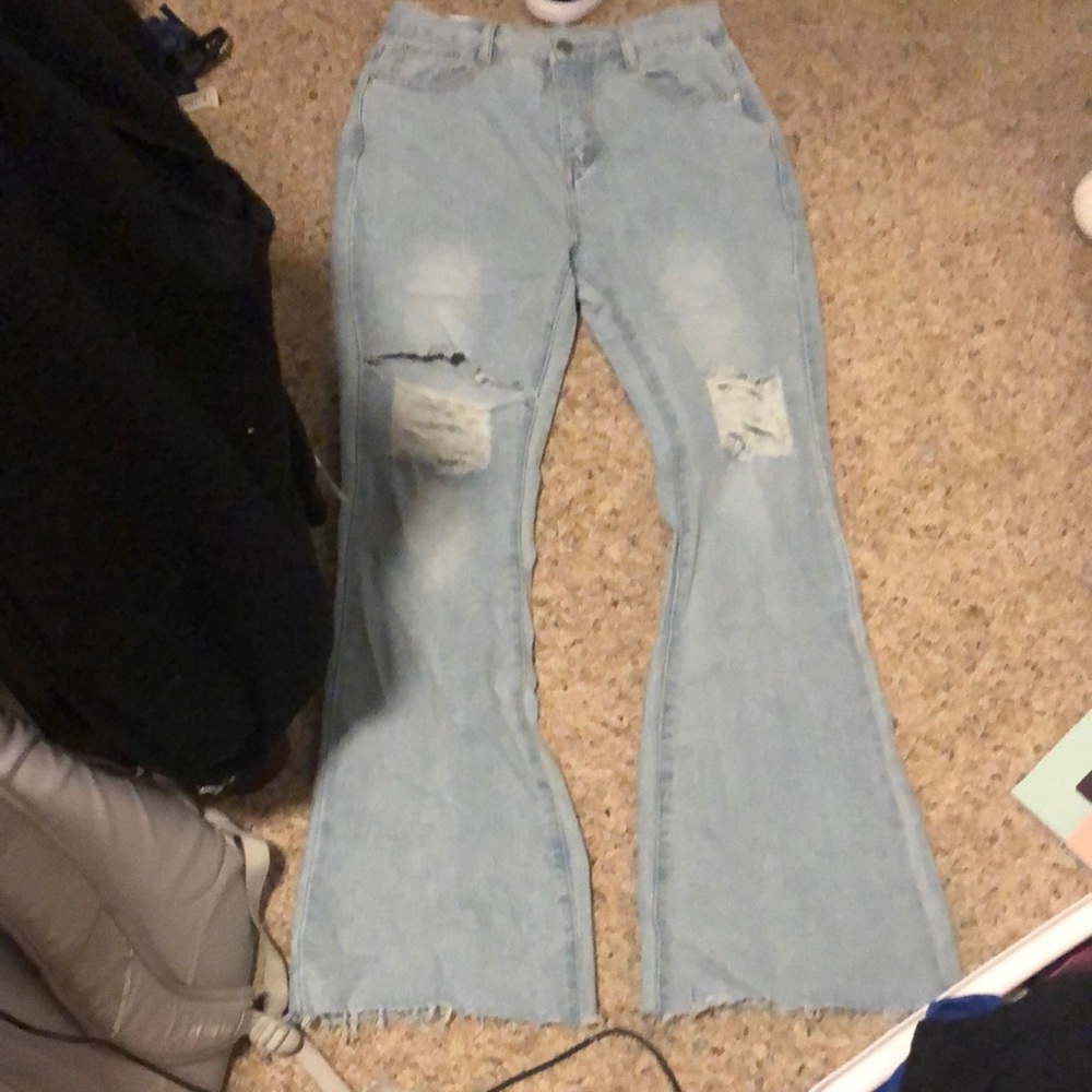 Ripped Flare Jeans